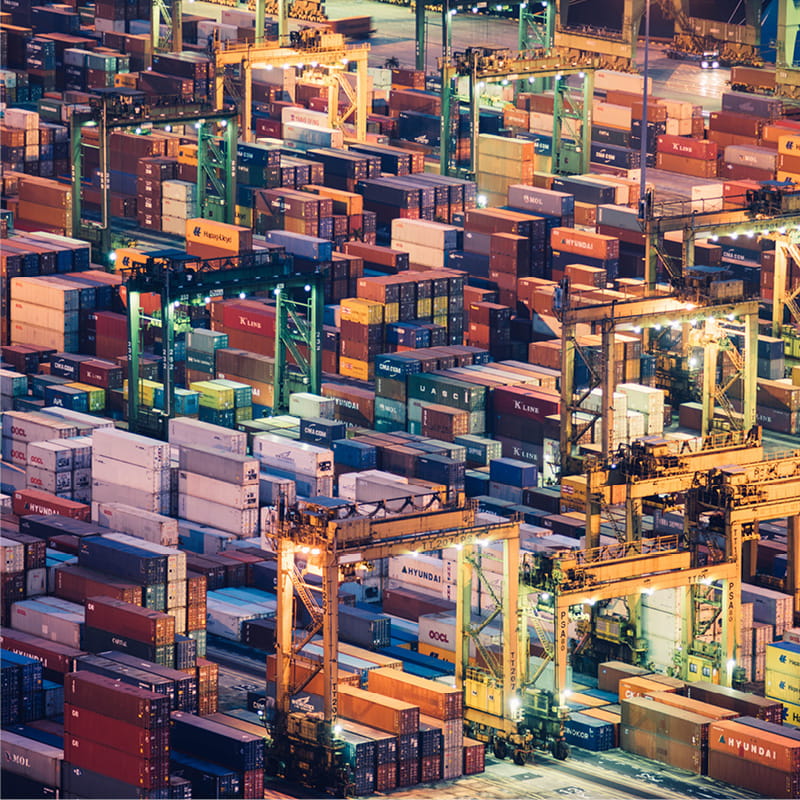 Containers to illustrate international trade