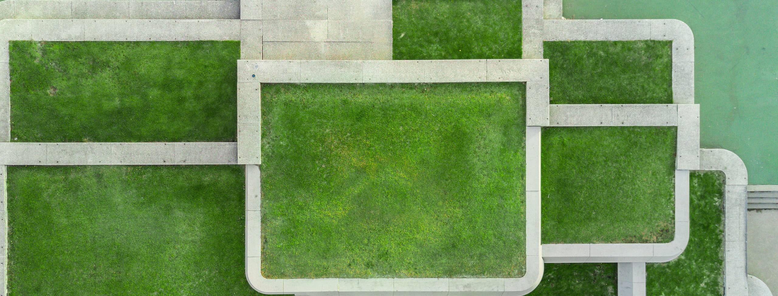 Split level grassy area