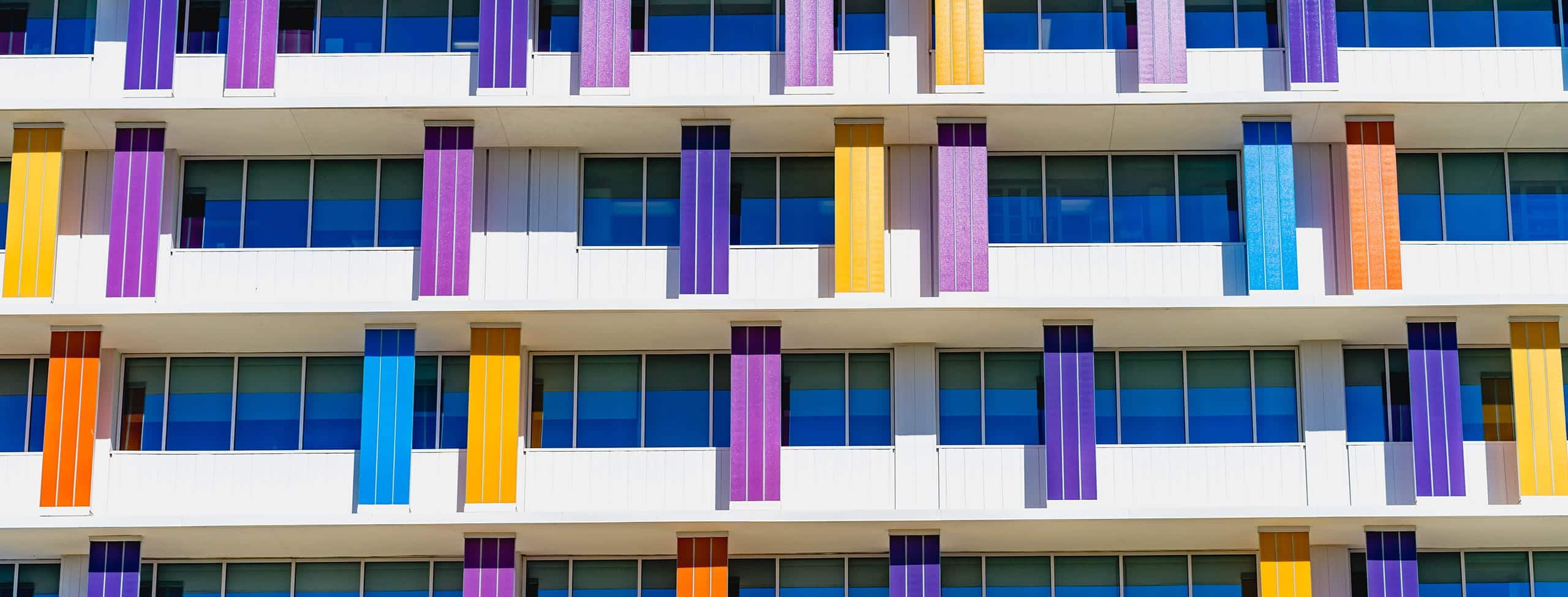 Building with colorful pillars