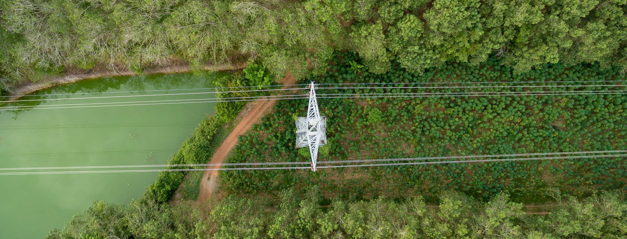 Aerial view of high voltage post