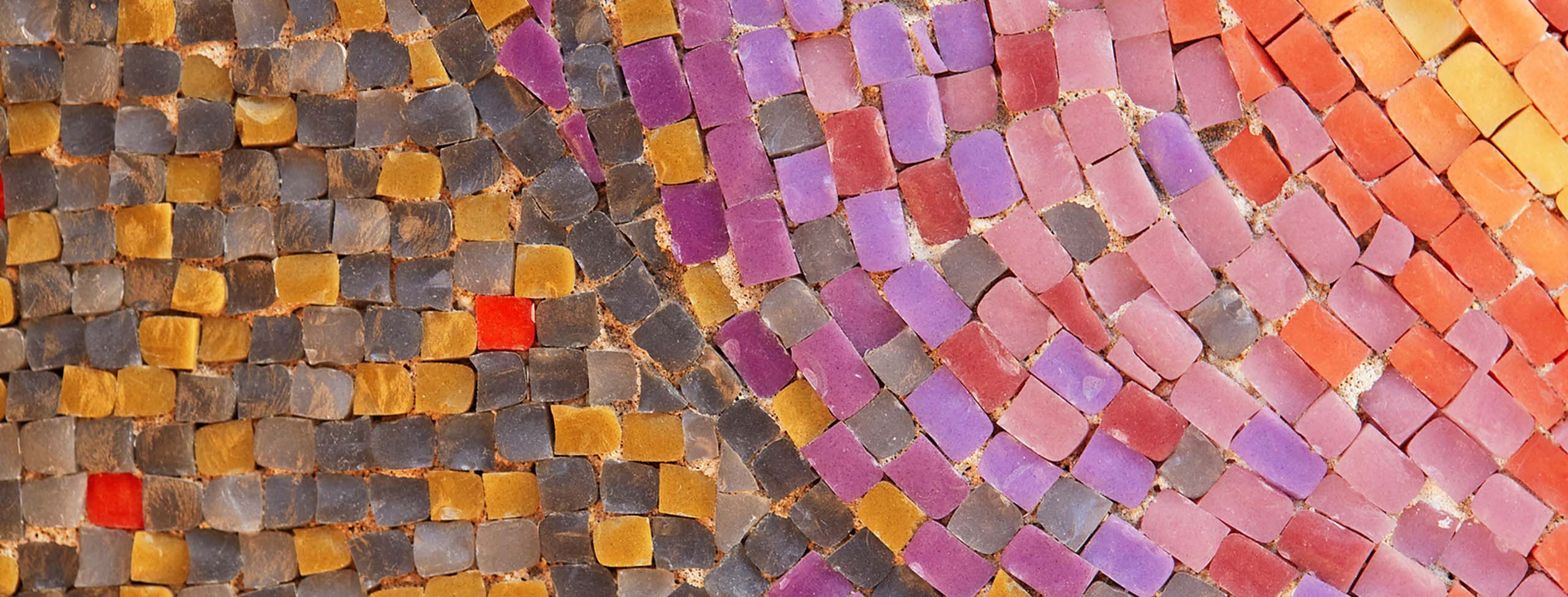 Colorful glass and stone mosaic tiles