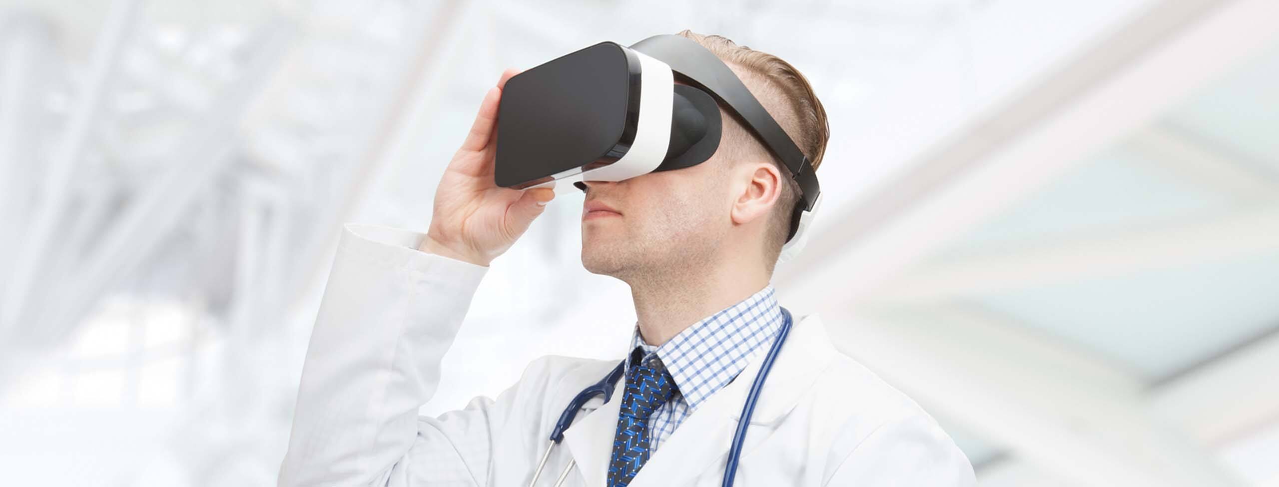 Doctor with virtual goggles